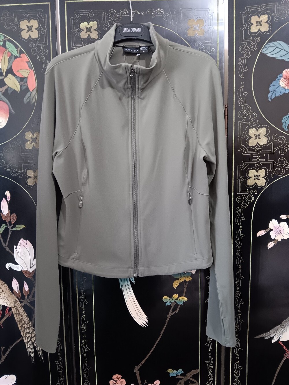 Athleta Olive Zip-Up Bomber Jacket